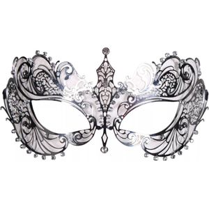 Metalen Venetiaans masker - Oogmasker - metalic luxe met strass - Zilver