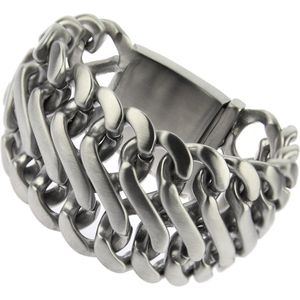 Bukovsky - Geborstelde Stalen Heren Schakel Armband - ""Elegance XL"" - 24 cm - Extra Lang - Geborsteld - Mat - Edelstaal - 316L Stainless Steel