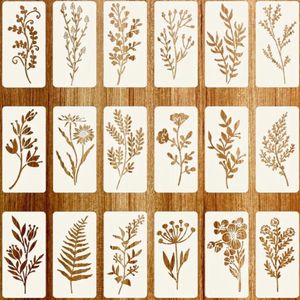Bullet Journal Plastic Stencils - 18 stuks - Bloemen - Templates - Mix - Planten - Rozen - Tulp - Tulpen - Roos - Bladeren - Sjablonen - 7.5 x 15 cm - Handlettering toolkit - Knutselen - Decoratie - Accessoires