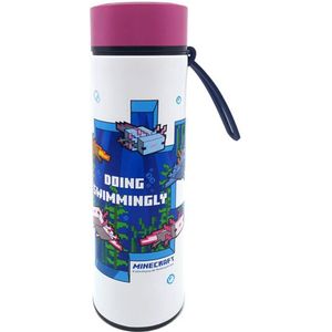 Thermosfles Minecraft Axolotl Lush Cave - RVS - Thermometer - 450ml - 23x6.5cm