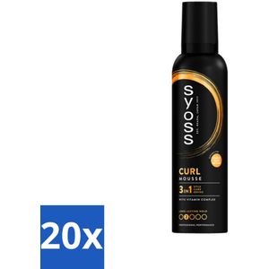 20 x Syoss - Curl - Haarmousse - Anti-Pluis & Bounce - 250 ml - Haarmousse - Krullen - Anti-pluis - Haartypen - Kruldefinitie