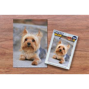 Puzzel Yorkshire Terrier ligt lekker op het zachte tapijt - Legpuzzel - Puzzel 500 stukjes