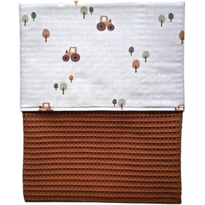 Wiegdeken wafelstof lichtbruin - katoen trekkers - 70 x 100 cm - babydeken - wagendeken