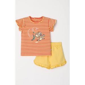 Woody pyjama baby meisjes - roest/geel gestreept - koala - 241-10-PSG-S/930 - maat 56