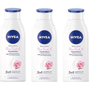 Nivea Bodylotion Rose Touch & Hydration - Voordeelverpakking 3 x 400 ml - Rose Scent & Argan Olie