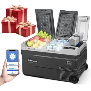 Draagbare Compressor-koelbox 34L - 2-in-1 Dubbele Zone tot -20°C met Digitale Temperatuurregeling en App-bediening - Ideaal voor Camping en Vrachtwagen