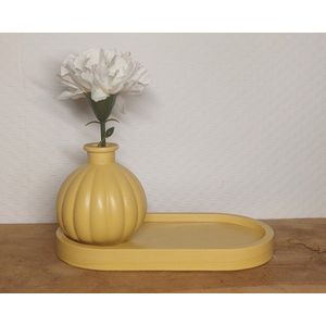 Vaas & Schaal - Set van 2 - Okergeel - Acryl - Bol Ribbels