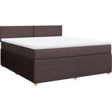 vidaXL - Boxspring - met - matras - stof - donkerbruin - 180x200 - cm