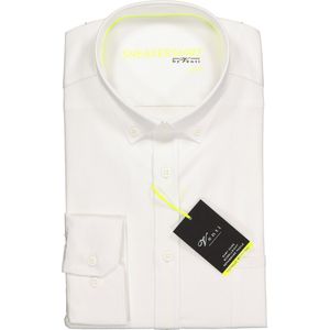 VENTI modern fit overhemd - wit (neon contrast) - Strijkvriendelijk - Boordmaat: 38