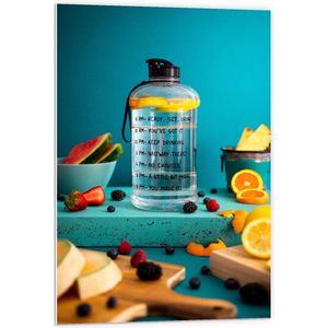 Forex - Motiverende Waterfles met Fruit - 60x90cm Foto op Forex