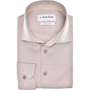 Ledub modern fit overhemd, twill, middenbruin