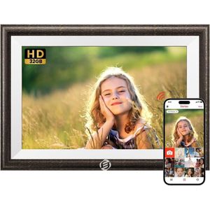 Equivera Digitale Fotolijst 10.1 Inch - WiFi - Houten Frame - HD IPS