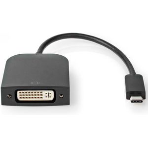 Nedis USB-C Adapter - USB 3.2 Gen 1 - USB-C Male - DVI-D 24+1-Pins Female - 1080p - 0.20 m - Rond - Vernikkeld - PVC - Zwart - Polybag