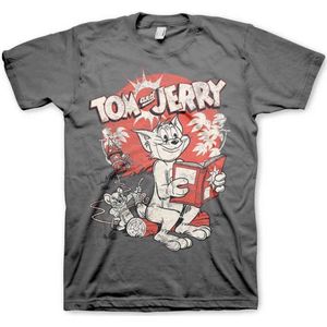 Tom And Jerry Heren Tshirt -2XL- Vintage Comic Grijs