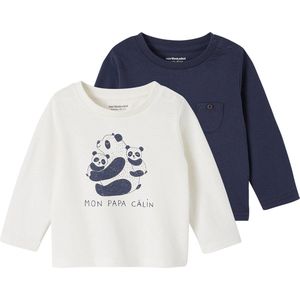 Vertbaudet Set van 2 T-shirts Basics baby lange mouwen
