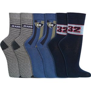 Kindersokken | Grappige sokken | Print: Jeans | Kleur: Meerkleurig | Maat: Diverse maten | 6 paar