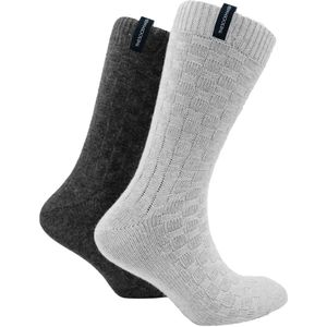 The Sockmaker sokken heren 41-46 - 2-pack Wool Boot - duurzaam - Square - Shark Grey and Charcoal