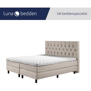 Luna Bedden - Boxspring Luna - 200x220 Compleet Beige Gecapitonneerd Bed