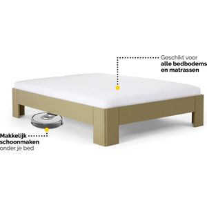 B Bright Fresh 450 Bed 90x220cm - Bedframe Rietgroen - Eenpersoonsbedden - Instaphoogte: 45cm