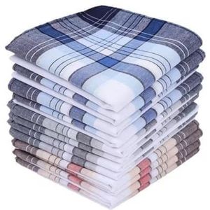 12-pack herenzakdoeken van 100% katoen - 40x40cm - klassiek ruitpatroon - Herbruikbare zakdoeken voor volwassenen