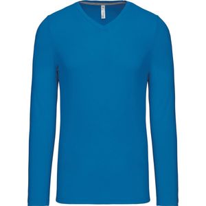 Tropical Blue t-shirt lange mouwen en V-hals merk Kariban maat M