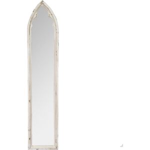 Wandspiegel 30*3*154 cm Wit, Bruin Hout, Glas Grote Spiegel Muur Spiegel Wand Spiegel