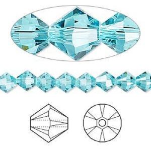 Swarovski Elements, 36 stuks Xilion Bicone kralen (5328), 6mm, light turquoise