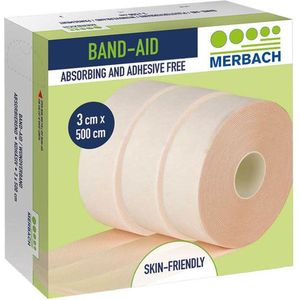 Merbach zelfklevend pleisterverband, huidskleur, 3 x 500cm- 500 x 1 stuks voordeelverpakking