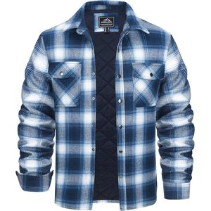 Heren Houthakkersjas van Katoen met Ruitpatroon – Warm Flanellen Overhemd met Borstzak, Lange Mouwen, Ideaal voor Winter en Overgangsseizoenen