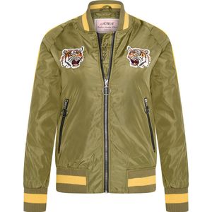 MHM Fashion - Kinderjas maat S zomer Bomber Jacket Tiger Heads Army - Groen