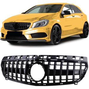 Passend Voor Mercedes A Klasse W176 Vanaf 2012 t/m 2015 Sport Grill Hoogglans Zwart Amg GT Look Panamerica