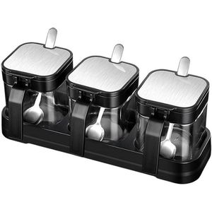Titel: Kruidenbox set glazen kruiderij doos kruiden container met deksel lepel en basis ruimtebesparende suiker kommen kruidenpot voor keuken gadgets.