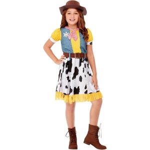 Smiffy's - Cowboy & Cowgirl Kostuum - Stoer Western Meisje Sheriff Hunter Kostuum - Blauw, Geel - Small - Carnavalskleding - Verkleedkleding