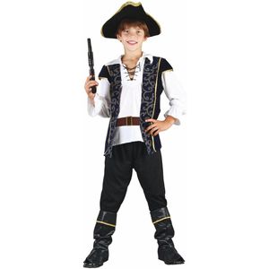 LUCIDA - Blauw en goudkleurig barok piraten kostuum voor jongens - L 128/140 (10-12 jaar)