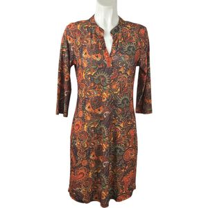 Angelle Milan - Oranje/Bruine jurk voor Dames - Travelstof - Ademend - Kreukherstellend - Duurzaam - in 5 maten!
