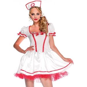 Wonderland - Verpleegster & Masseuse Kostuum - Wonderland Naughty Nurse - Vrouw - Wit / Beige - Small - Carnavalskleding - Verkleedkleding