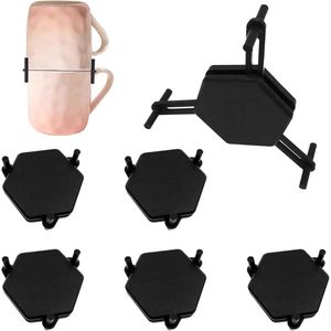 Kopjesorganizer voor 6 stuks - Stapelbare Bekeropslag - Opbergrek voor Koffie- en Theekopjes - Zwart - Becheropslag