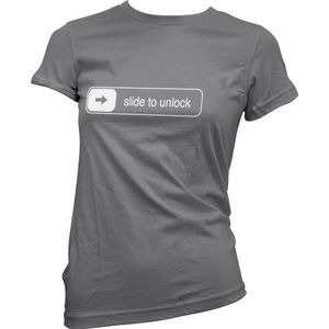 Hybris Slide To Unlock Girly Tee Damen T-Shirt Dark-Grey-S