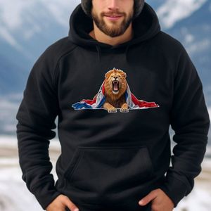 Uniseks Hoodie maat S -Nederlandse vlag met leeuw- Nationaal protest- Demonstratie hoodi- kleur zwart.