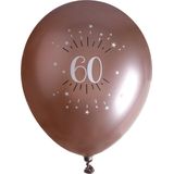 Santex verjaardag leeftijd ballonnen 60 jaar - 6x stuks - rosegoud - 30 cm - Feestartikelen