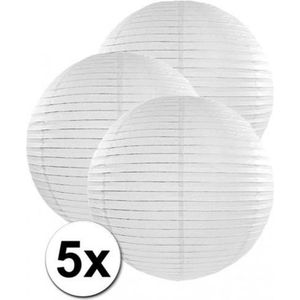 5x stuks witte luxe lampionnen van 50 cm
