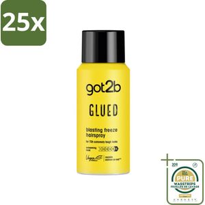 25 x Got2B - Haarspray - Glued Mini - 100 ml - Grootverpakking - Haarspray Mini - Extreme Hold - Handige Haarspray - Vegan Haarspray - Haarspray Voor Reizen