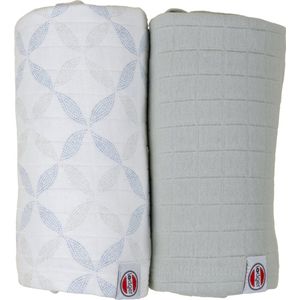 Lodger - Aanbieding hydrofiele doeken - 2-pack - 110x110 - Groen/blauw - Zacht