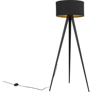 QAZQA ilse - Moderne Vloerlamp | Staande Lamp met kap - 1 lichts - H 136 cm - Zwart - Woonkamer | Slaapkamer