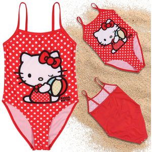 Hello Kitty Meisjeszwempak, rood zwempak, eendelig met stippen