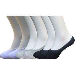 Classinn No inn Footie sneaker sokken katoen onzichtbaar 6 Paar Multipack Maat 39-42 met logo 2 wit, 2 grijs melange, 2 zwart