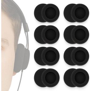 Allecto Plus - Schuimrubberen Kussentjes voor Koptelefoon/Headset - Zwart - Ademend en Comfortabel - Geluiddempend - Set van 16 stuks