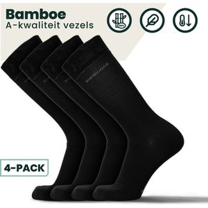 Bamboe Sokken | Anti-zweet Sokken | Naadloze Sokken | 4 Paar - Zwart | Maat: 43-45 | Merk: Bamboosa