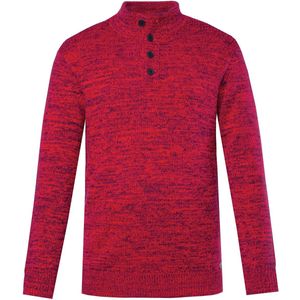 Boston Park - Heren - Boston Park troyer gemêleerd breisel knoopkraag tot 86 - Appelrood - Maat 52+