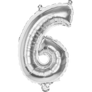 Boland - Folieballon '6' zilver (66 cm) 6 - Zilver - Cijfer ballon